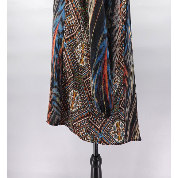 Womens Peasant Top Small Brown Tribal Aztec Lace Detailed Prairie Boho Chic - Picture 10 of 16